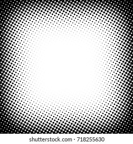 Fade Halftone Background. Abstract Points Overlay. Distressed Black and White Backdrop. Vector illustration