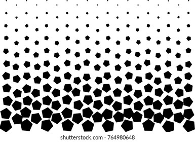 Fade random rotate black color pentagon in white color background