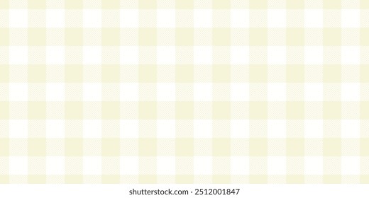 Fade tartan textile pattern, marketing background fabric texture. Relax check seamless vector plaid in beige and white colors palette.