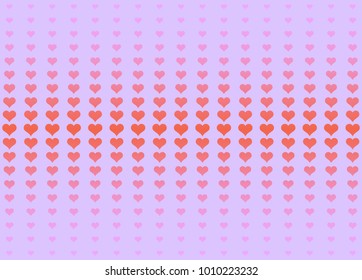 Fade valentine heart dot background. Red pink heart dot and purple background.