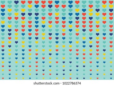 Fade valentine heart dot background. Random color blue tone.