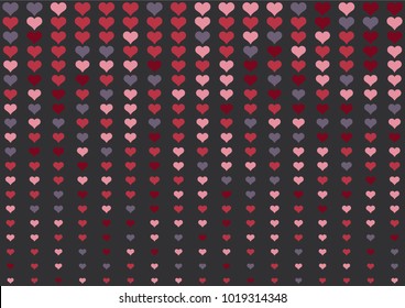 Fade valentine heart dot black background. Random color valentine tone.