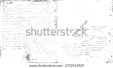Faded antique handwritten script on textured paper with distressed edges and scattered ink dots. Faded antique handwritten script on textured paper with distressed edges and scattered ink dots