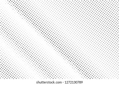 Faded dotted texture. Black white dotted halftone vector background. Sparse dotted gradient. Vintage effect overlay. Ink dot pattern. Monochrome halftone texture. Industrial perforated surface