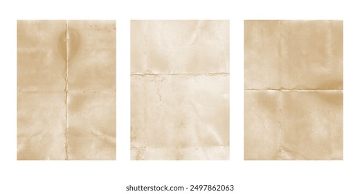 Faded folded worn paper set. Trendy background texture for poster