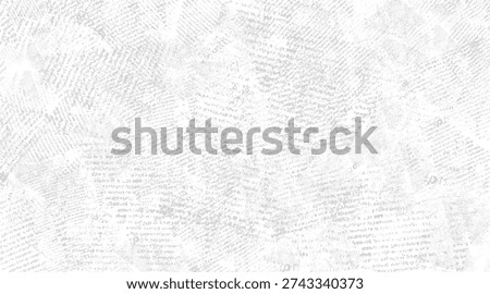 Faded grey newspaper print texture with scattered dots and lines on a white background