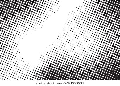 Patrón de semitonos descoloridos para impresiones. Fondo de degradado Abstractas. Efecto geométrico de negro