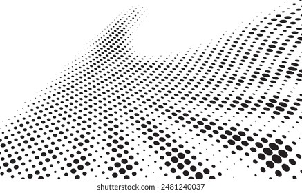 Faded Halftone Pattern for Prints. Abstract Gradient Background. Black Geometric Effect