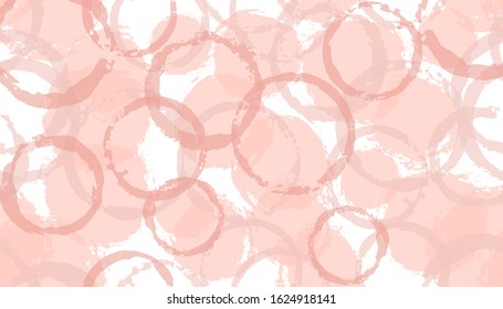 Faded hand drawn circles geometry fabric print. Circular splotch overlapping elements vector seamless pattern. Grunge texture circles geometry fabric seamless.