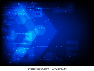 Faded hexagon with small stars on dark blue background