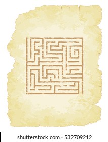 Faded maze on old parchment vector illustration
