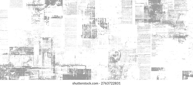 Faded newspaper pages with text and in grayscale vintage print
