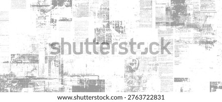 Faded newspaper pages with text and in grayscale vintage print