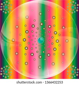 Faded radial dotted pearls on rainbow gradient. Royalty free vector illustration.  Anniversary background and birthdays in celebrations compatible holiday