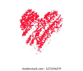 Faded red heart vector illustration on white background. St Valentine Day clipart. Chalk texture heart bubble isolated. Love heart banner clip art. Rough grungy icon for wedding design