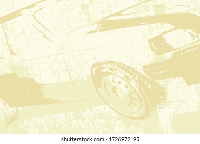 faded, shabby picture of a fragment of an old car