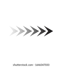 Faded Sideways Arrow Design. six elements for your design. Striped direction. Right turn. Stock Vector illustration isolated on white background.