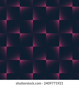 Faded Squares Grid Vector Seamless Pattern Trend Dark Purple Abstract Background. Half Tone Cozy Art Illustration for Textile Print. Repetitive Graphic Geometric Abstraction Wallpaper Dot Work Texture