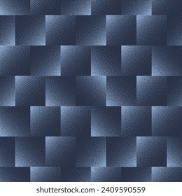 Faded Squares Structure Vector Seamless Pattern Trend Blue Abstract Background. Half Tone Art Illustration for Textile Print. Endless Graphical Contemporary Abstraction Wallpaper Dot Work Texture