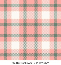 Faded tartan pattern texture, popular check vector plaid. Blank seamless fabric textile background in red and sea shell colors.