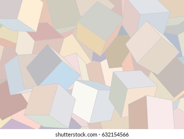 Faded, vague colored cubes overlapping