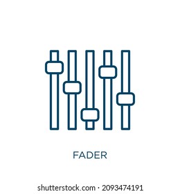 fader icon. Thin linear fader outline icon isolated on white background. Line vector fader sign, symbol for web and mobile