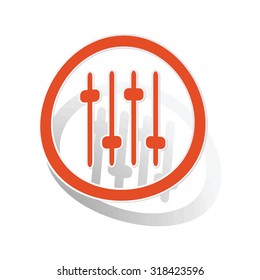 Faders sign sticker, orange circle with image inside, on white background