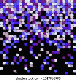 Fading blue and violet pixel pattern. Colorful rough pixel background. Vector illustration for your graphic design.