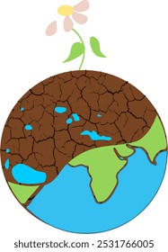 fading flower on semi-dry Earth