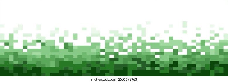 Fading green pixel pattern. Abstract pixels disintegrate pattern, geometric mosaic shape background