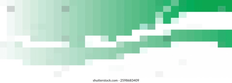 Fading green pixel pattern. Abstract pixels disintegrate pattern, geometric mosaic shape background
