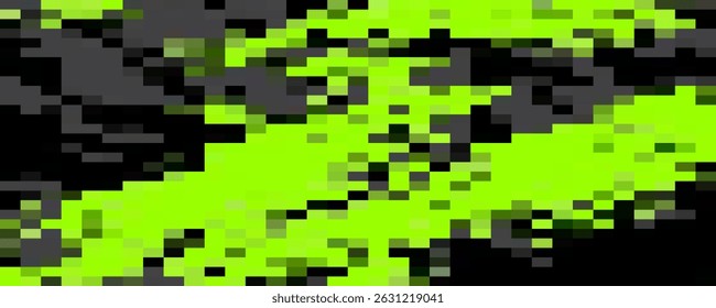 Fading green pixel pattern. Abstract pixels disintegrate pattern, geometric mosaic shape background