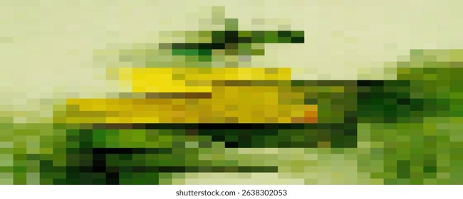 Fading green pixel pattern. Abstract pixels disintegrate pattern, geometric mosaic shape background