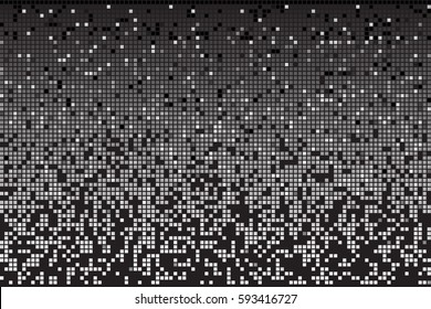 Fading greyscale pixel pattern. Black and white pixel background. Vector illustration for your graphic design.