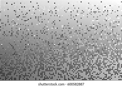 Fading greyscale pixel pattern. Black and white pixel background. Vector illustration for your graphic design.