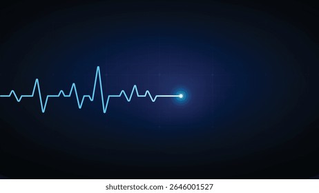 Fading Heartbeat Lifeline Pulse Trace on Dark Blue Grid Background Illustration (Rastreamento de pulso da linha de vida da batida cardíaca na ilustração de plano de fundo da grade azul escura)