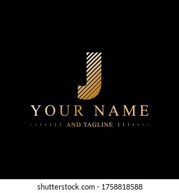 Fading J logo letter design. Golden vector logotype