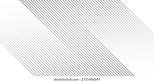 Fading linear gradient texture. Black diagonal stripe gradation background. Thin and thick vanish slanted pattern backdrop. Vector