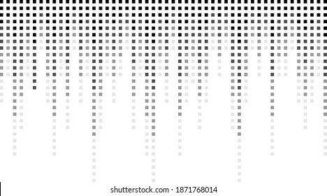 Fading pixel pattern background. Black and white pixel background. Vector illustration.