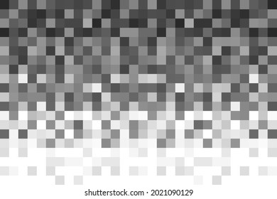 Fading pixel pattern background. Black and white pixel background. Vector illustration.