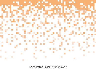 Fading pixel pattern background. Orange and white pixel background. Vector illustration.