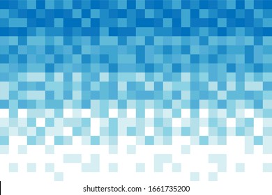 Fading Pixel Pattern Background.Blue And White Gradient Pixel Background. Vector Illustration.