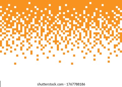 Fading Pixel Pattern Background.Orange And White Pixel Background. Vector Illustration.