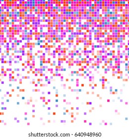 Fading pixel pattern. Pink and violet and white pixel background. Vector illustration for your graphic design.