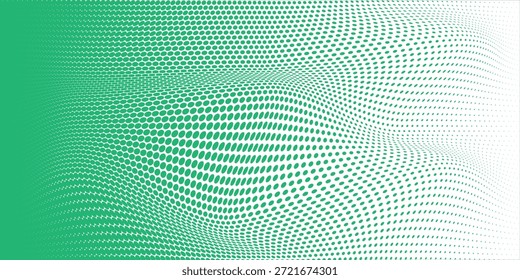 Ausblendender Polka-Punkt-Hintergrund. Gradientenstruktur mit gepunktetem Halbton.  Wiederholtes Punktabstufungsmuster. grün verschwindende Comic-Pop-Art-Overlay-Hintergrund. Rastereffekt-Bildschirmhintergrund. 