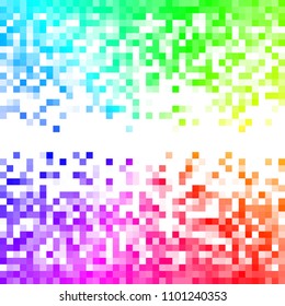 Fading rainbow pixel pattern. Colorful and bright pixel background. Vector illustration for your graphic design.