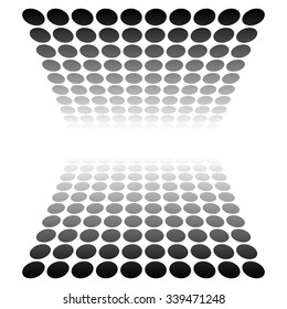 Fading, vanishing dotted planes with perspective