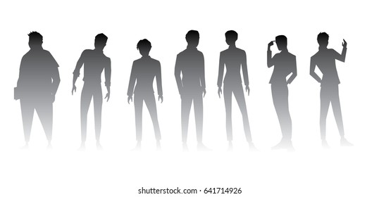 Fading vector silhouettes
male, suits, flat set