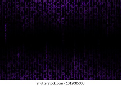 Fading violet numbers. Binary hacker background illustration