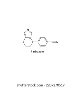 Fadrozole molecule flat skeletal structure, Non steroidal aromatase inhibitor used in breast cancer Vector illustration on white background.